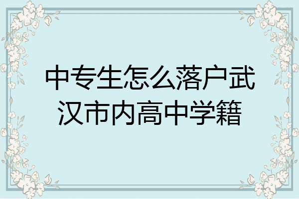 中专生怎么落户武汉市内高中学籍