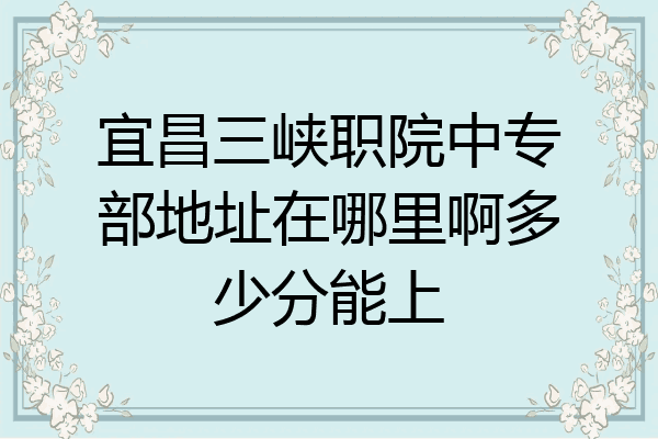 宜昌三峡职院中专部地址在哪里啊多少分能上