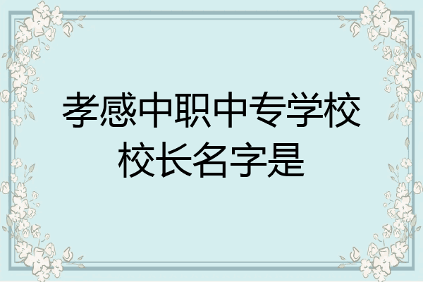 孝感中职中专学校校长名字是