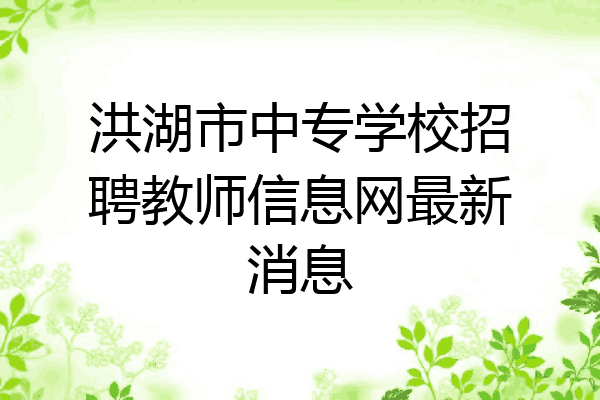 洪湖市中专学校招聘教师信息网最新消息
