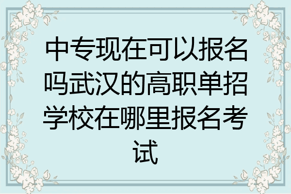 中专现在可以报名吗武汉的高职单招学校在哪里报名考试