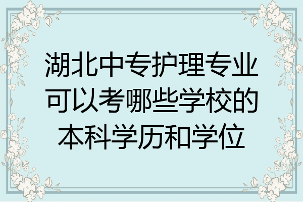 湖北中专护理专业可以考哪些学校的本科学历和学位