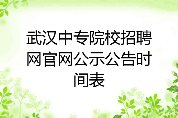 武汉中专院校招聘网官网公示公告时间表