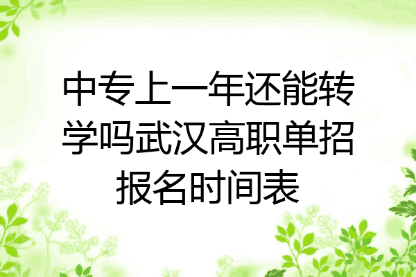 中专上一年还能转学吗武汉高职单招报名时间表