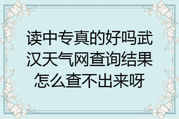 读中专真的好吗武汉天气网查询结果怎么查不出来呀