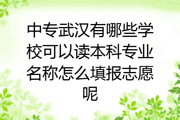 中专武汉有哪些学校可以读本科专业名称怎么填报志愿呢