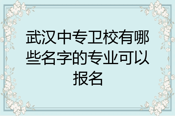 武汉中专卫校有哪些名字的专业可以报名