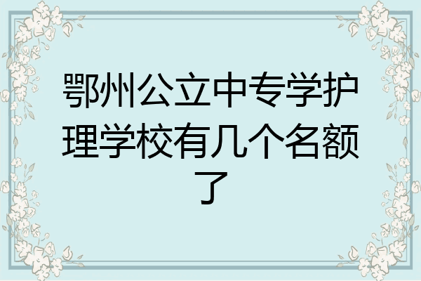 鄂州公立中专学护理学校有几个名额了