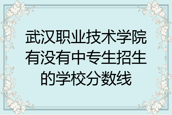 武汉职业技术学院有没有中专生招生的学校分数线