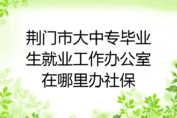 荆门市大中专毕业生就业工作办公室在哪里办社保