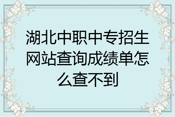 湖北中职中专招生网站查询成绩单怎么查不到