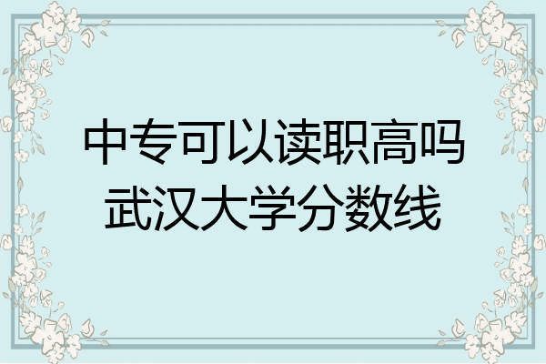 中专可以读职高吗武汉大学分数线