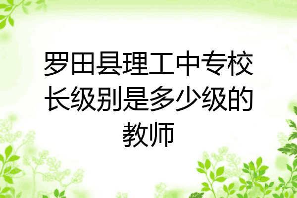 罗田县理工中专校长级别是多少级的教师