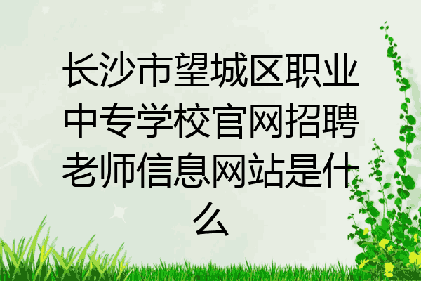 长沙市望城区职业中专学校官网招聘老师信息网站是什么