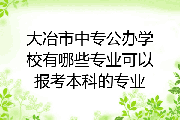 大冶市中专公办学校有哪些专业可以报考本科的专业