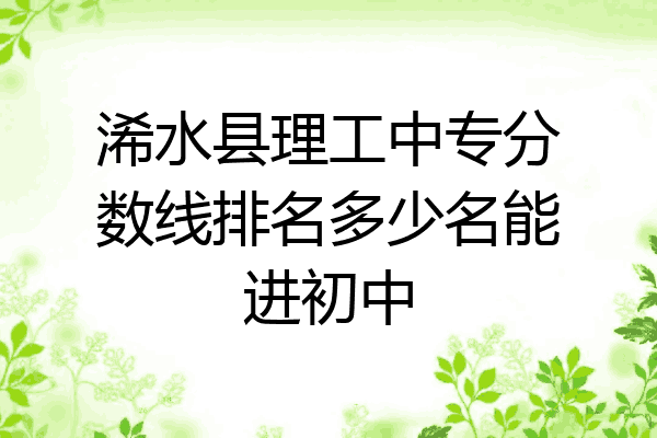 浠水县理工中专分数线排名多少名能进初中
