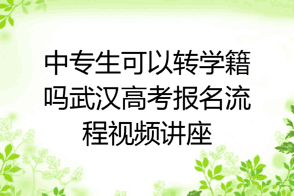 中专生可以转学籍吗武汉高考报名流程视频讲座