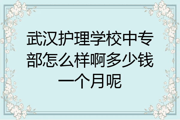 武汉护理学校中专部怎么样啊多少钱一个月呢
