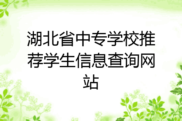 湖北省中专学校推荐学生信息查询网站