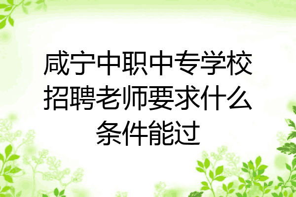 咸宁中职中专学校招聘老师要求什么条件能过