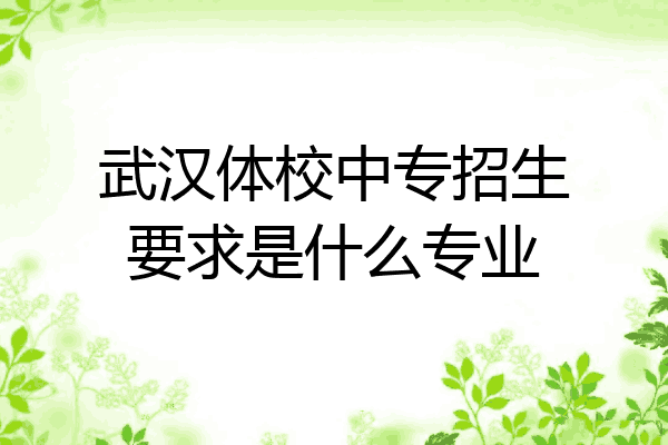武汉体校中专招生要求是什么专业