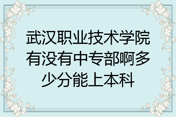 武汉职业技术学院有没有中专部啊多少分能上本科
