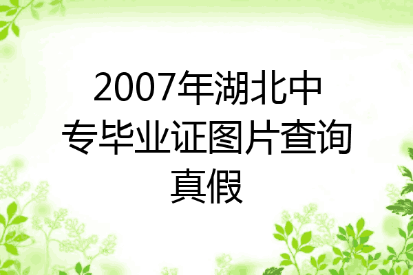 2007年湖北中专毕业证图片查询真假