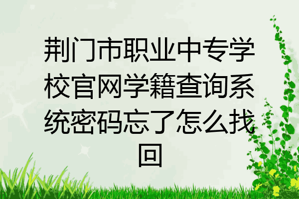 荆门市职业中专学校官网学籍查询系统密码忘了怎么找回