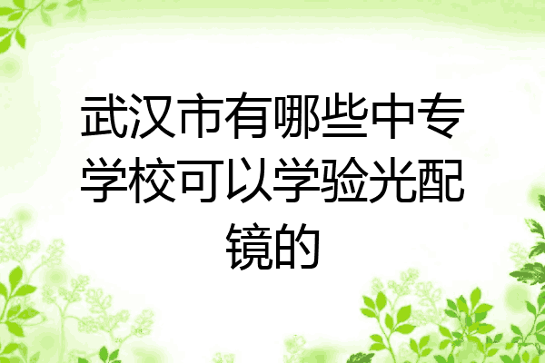 武汉市有哪些中专学校可以学验光配镜的