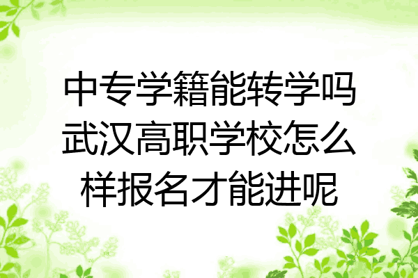 中专学籍能转学吗武汉高职学校怎么样报名才能进呢