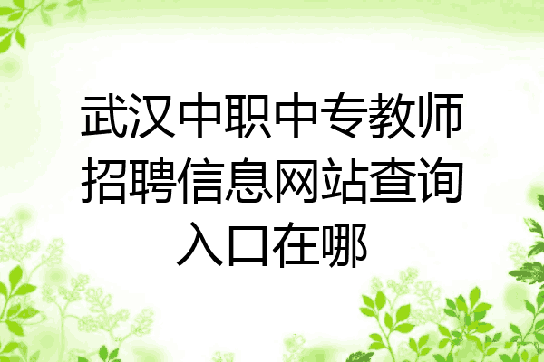武汉中职中专教师招聘信息网站查询入口在哪