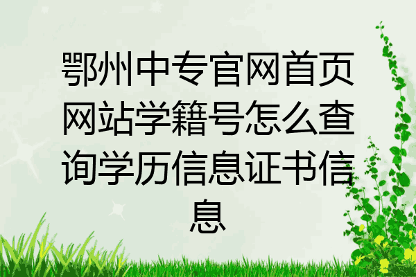 鄂州中专官网首页网站学籍号怎么查询学历信息证书信息