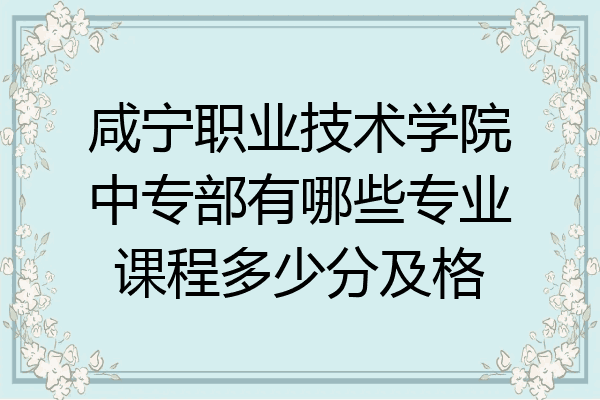 咸宁职业技术学院中专部有哪些专业课程多少分及格