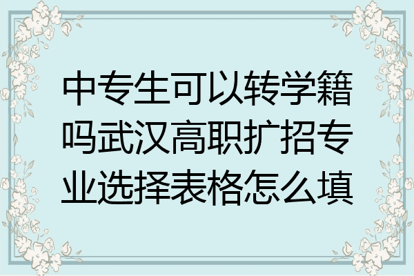 中专生可以转学籍吗武汉高职扩招专业选择表格怎么填
