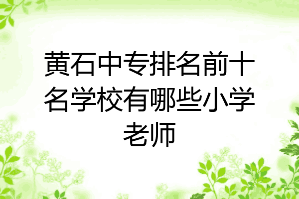 黄石中专排名前十名学校有哪些小学老师