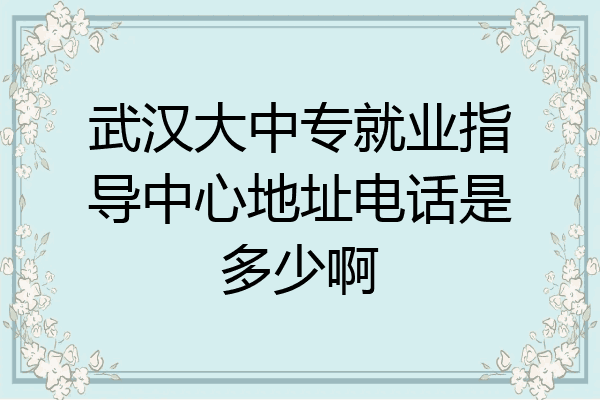 武汉大中专就业指导中心地址电话是多少啊
