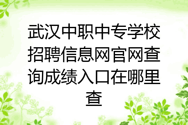 武汉中职中专学校招聘信息网官网查询成绩入口在哪里查