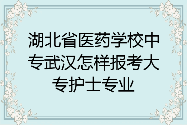 湖北省医药学校中专武汉怎样报考大专护士专业