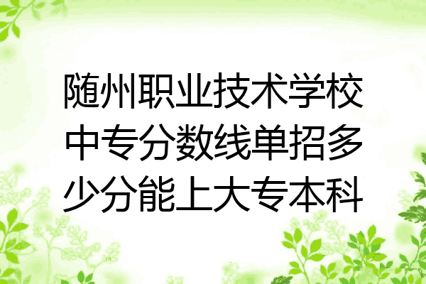 随州职业技术学校中专分数线单招多少分能上大专本科