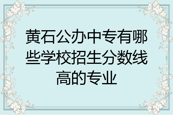 黄石公办中专有哪些学校招生分数线高的专业