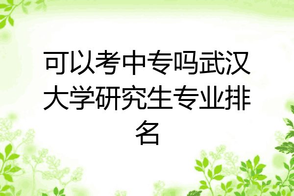 可以考中专吗武汉大学研究生专业排名