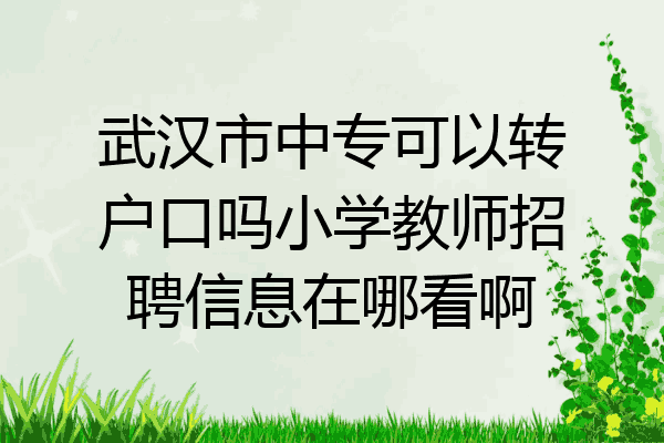 武汉市中专可以转户口吗小学教师招聘信息在哪看啊