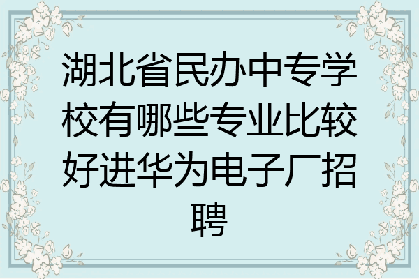湖北省民办中专学校有哪些专业比较好进华为电子厂招聘