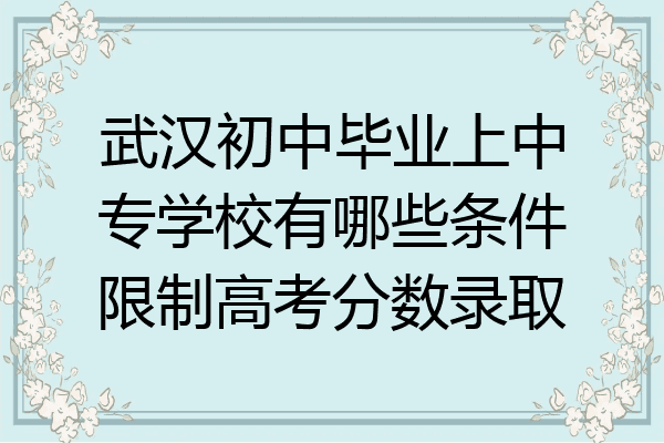 武汉初中毕业上中专学校有哪些条件限制高考分数录取