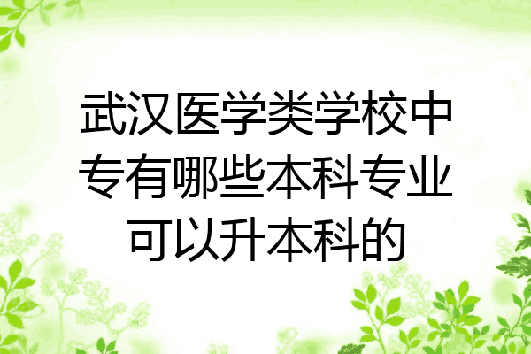 武汉医学类学校中专有哪些本科专业可以升本科的