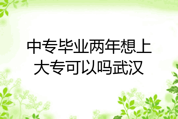 中专毕业两年想上大专可以吗武汉