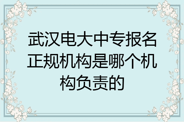 武汉电大中专报名正规机构是哪个机构负责的
