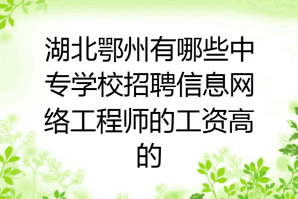 湖北鄂州有哪些中专学校招聘信息网络工程师的工资高的