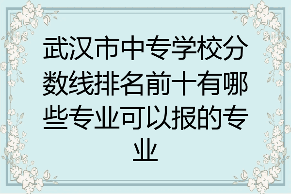 武汉市中专学校分数线排名前十有哪些专业可以报的专业