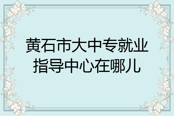 黄石市大中专就业指导中心在哪儿